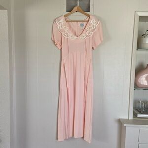 Embroidered Collar Midi Dress